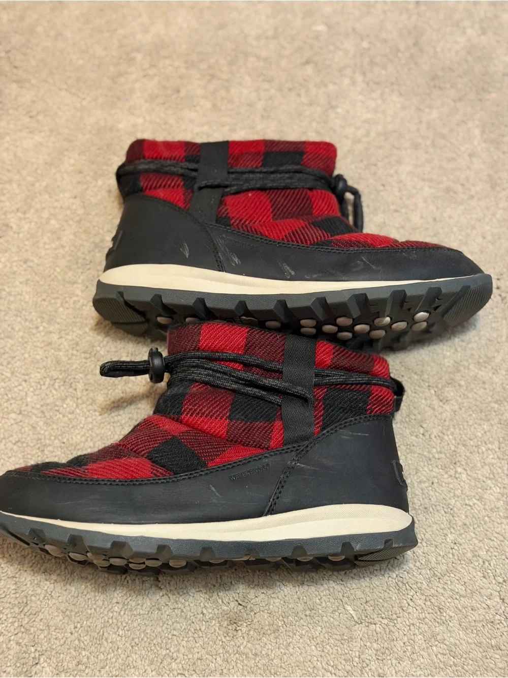 Sorel Red and Black Plaid Winter Boots